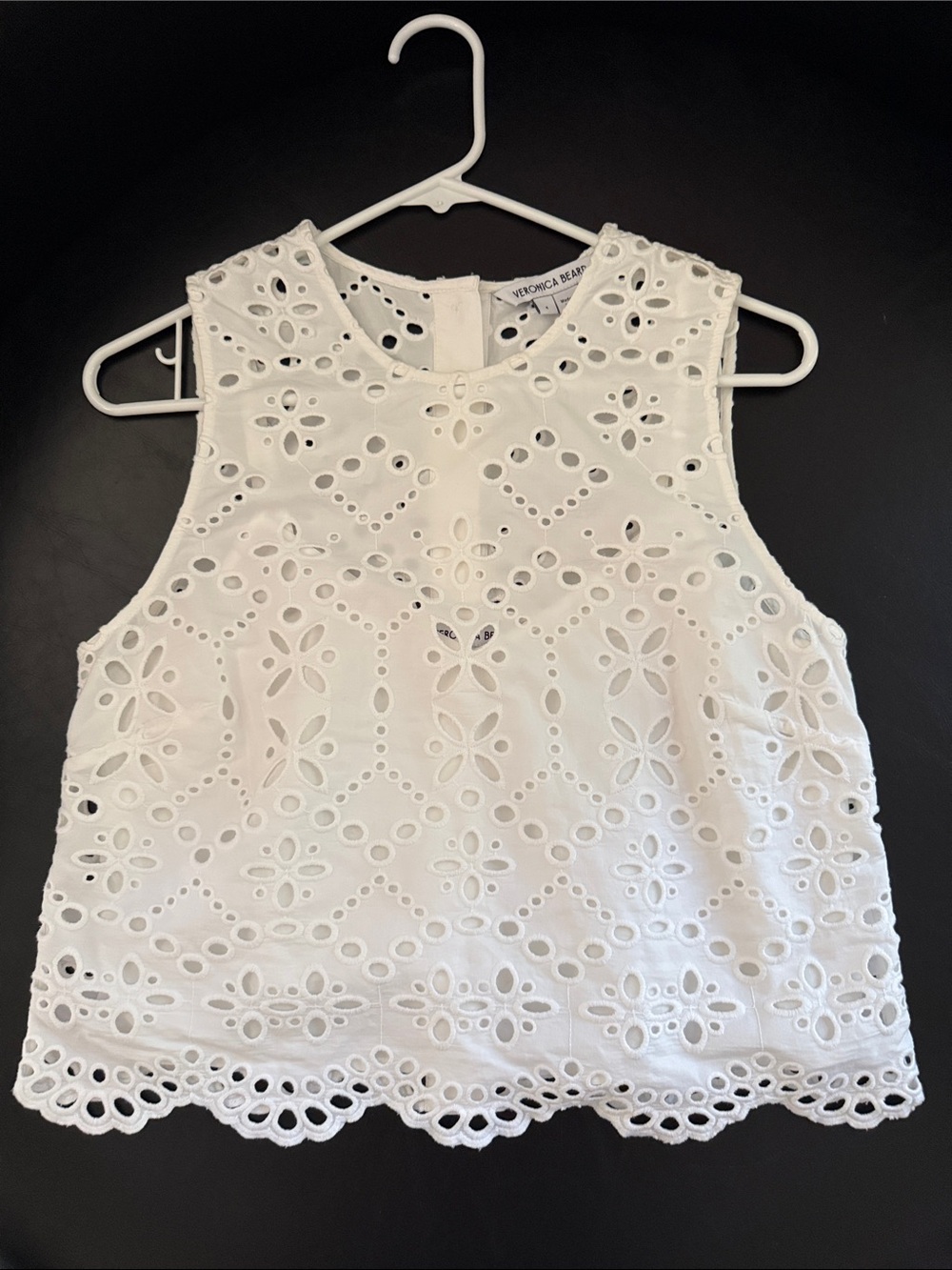 Veronica Beard White Eyelet Sleeveless top